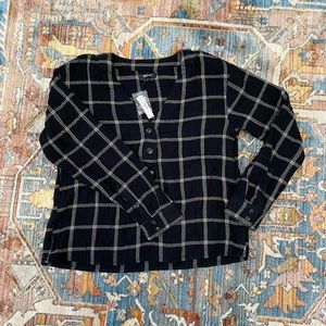 NWT Madewell Black and White/Cream Checkered Blouse
